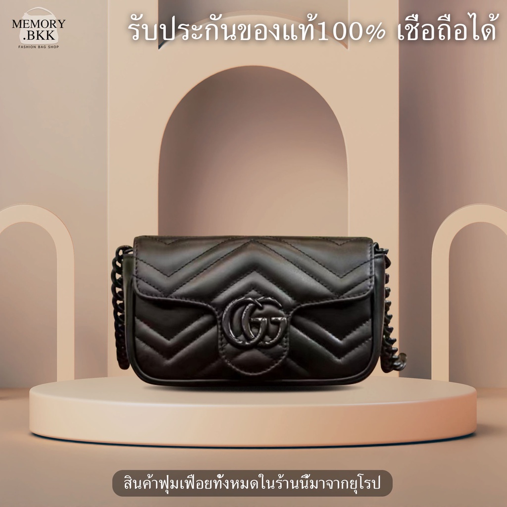 GG Marmont Mini 16.5cm Black Calfskin Gold Hardware