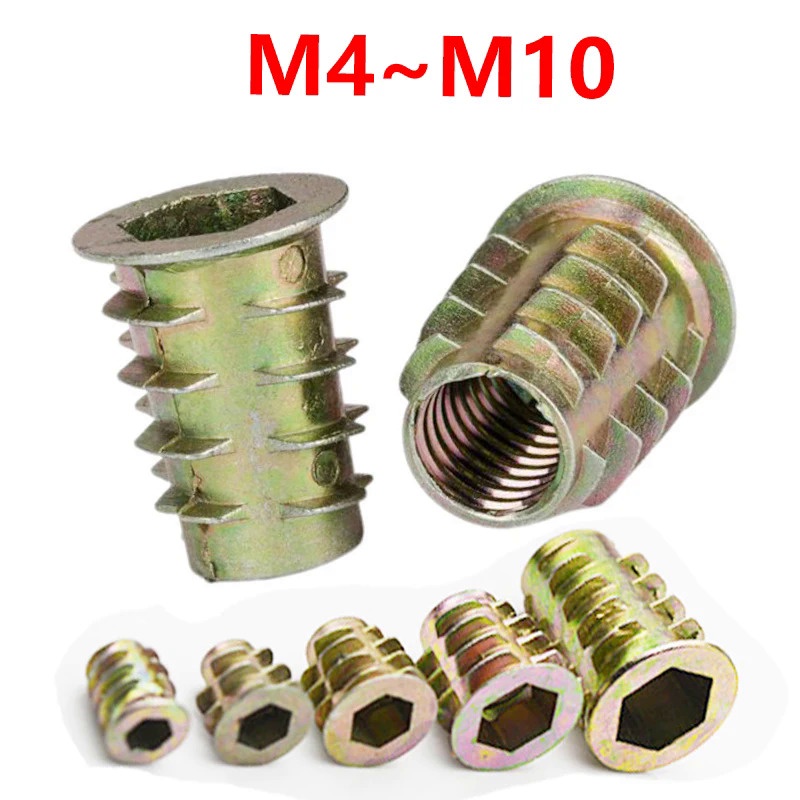 130PCS M4 M5 M6 M8 M10 Inserts Nuts Zinc Alloy Furniture Nuts Wood Furniture EUR 17,27 - FR