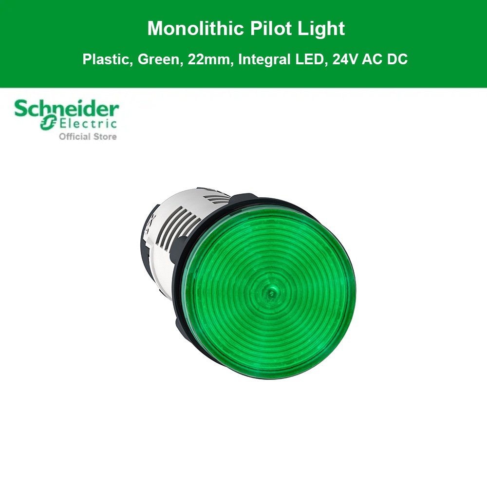 Schneider Electric Monolithic pilot light,Harmony XB7,plastic,green ...