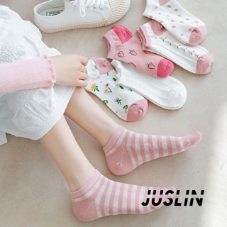 JUSLIN   ถุงเท้าผู้หญิงคู่ ลายการ์ตูน หลากหลายสไตล์ ถุงเท้าข้อสั้น ผ้านุ่ม ใส่สบาย（1 ชิ้น）  ทันสมัย ทันสมัย fashion สวย WWZ23903ML 37Z230910
