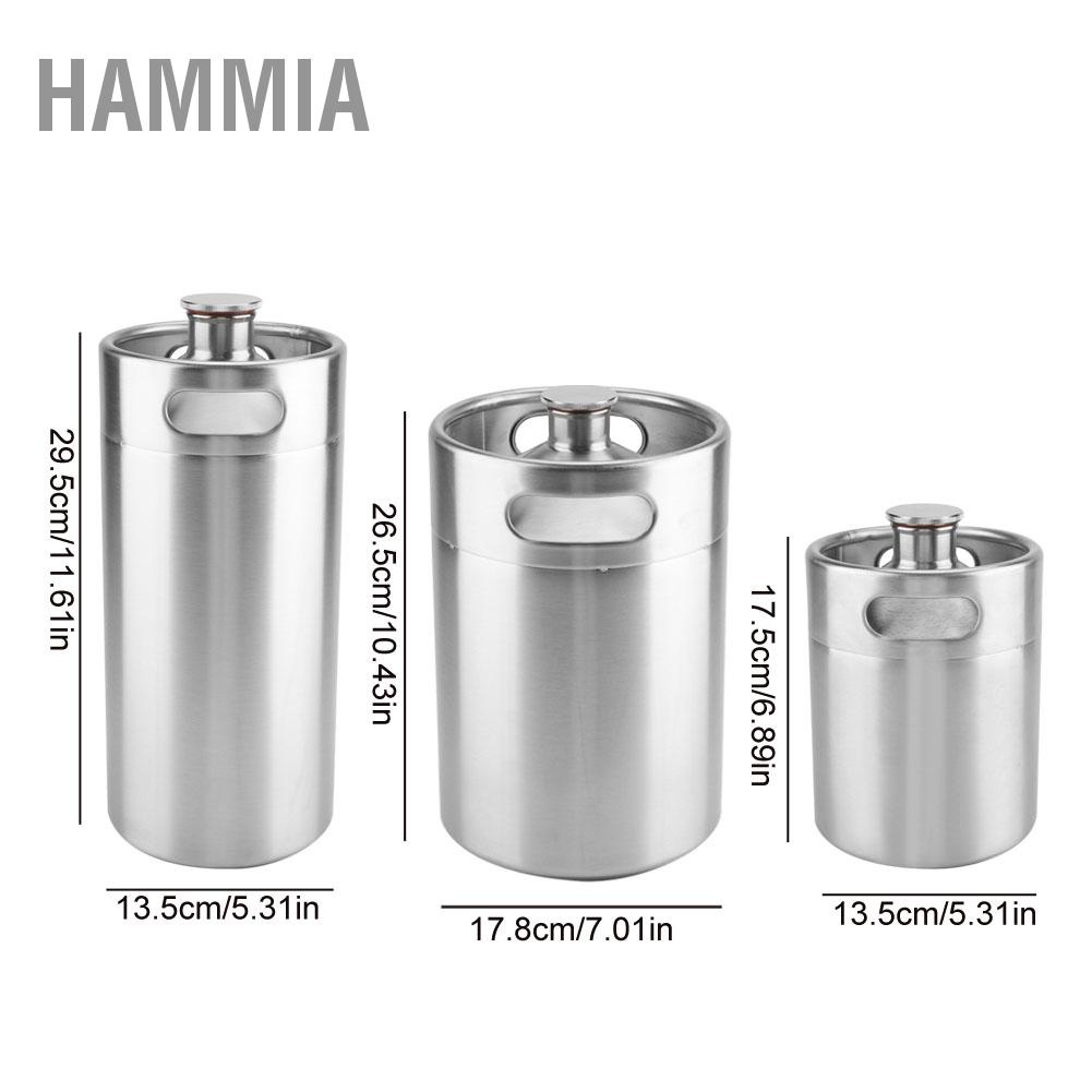 hammia-ถังเบียร์สแตนเลสขนาดเล็กพร้อมฝาปิดเกลียวอุปกรณ์บ้านปฏิบัติจริง