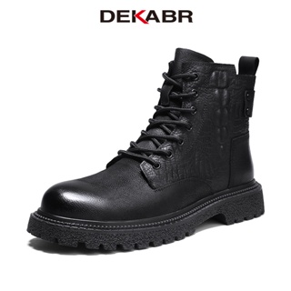 Dekabr ใหม่ รองเท้าบูทหุ้มข้อ หนังวัวแท้ แบบนิ่ม แฮนด์เมด กันลื่น อบอุ่น สีดํา ไซซ์ 38-46