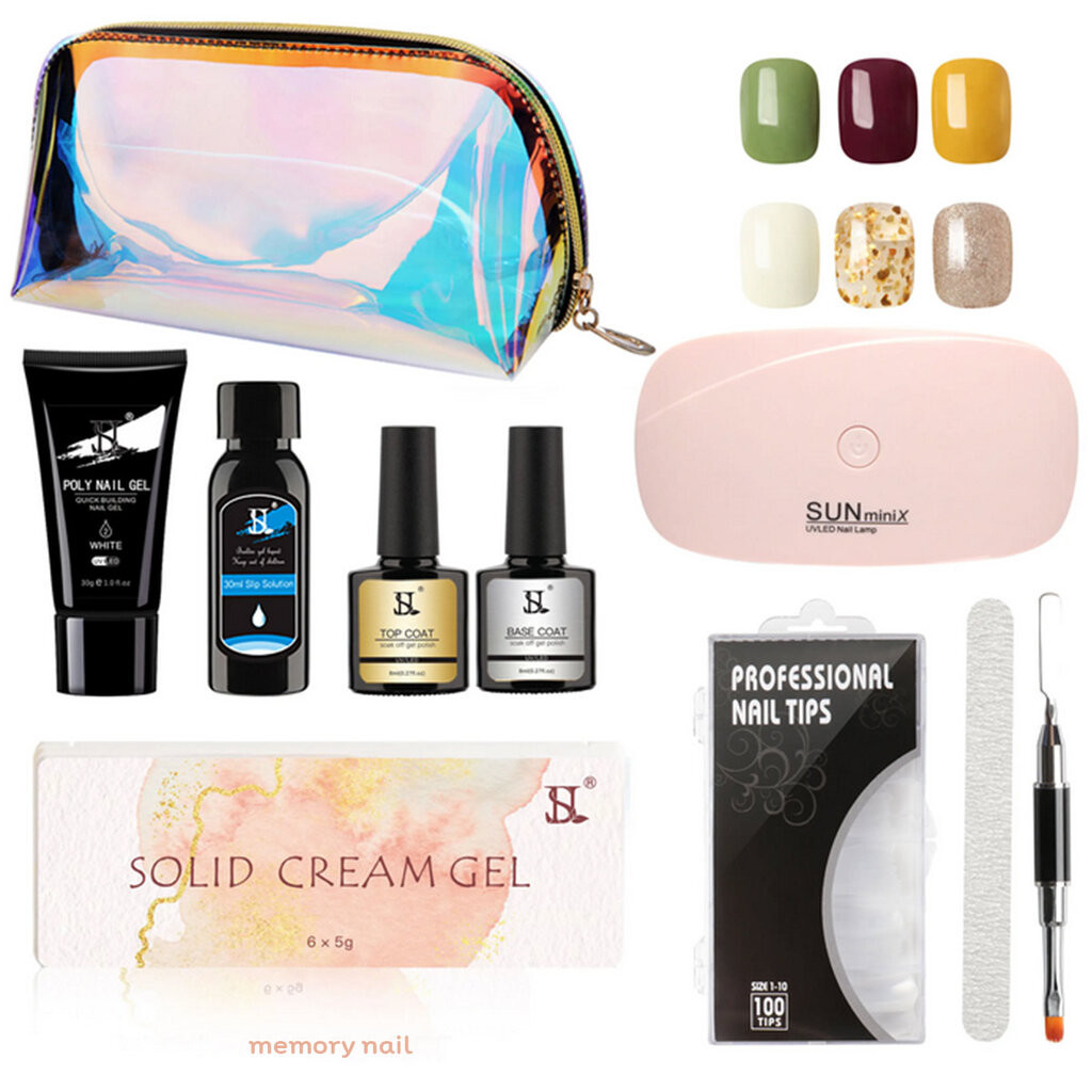 (ซองสีรุ้ง) ชุดต่อเล็บโพลี่เจล แบบจัดเซ็ต HS Poly Extension Gel Solid