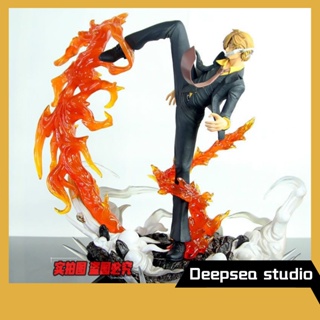 Deepsea studio [Quick delivery in stock] One piece [high quality spot] flame wind leg standing posture black foot Shanzhi combat model ornaments