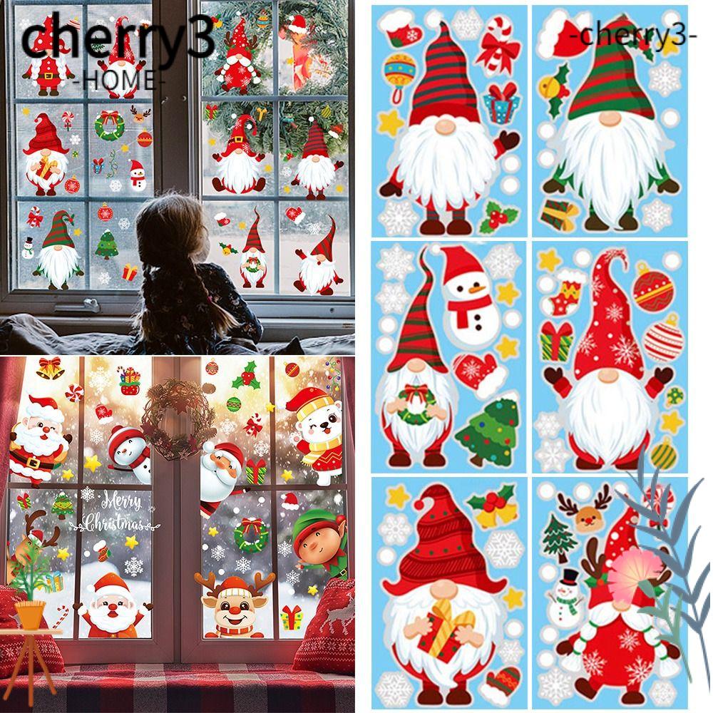 cherry3-สติกเกอร์-ลายคริสต์มาส-9-แผ่น-ต่อชุด-สําหรับตกแต่งหน้าต่าง-ปาร์ตี้-diy