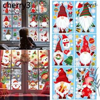 Cherry3 สติกเกอร์ ลายคริสต์มาส 9 แผ่น ต่อชุด สําหรับตกแต่งหน้าต่าง ปาร์ตี้ DIY