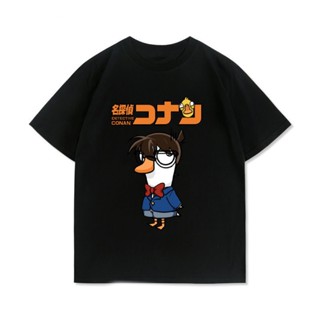 หล่อ Detective Conan oose Goose Duck ฤดูร้อนแขนสั้นเสื้อยืดผู้ชายผ้าฝ้ายสบายๆอินเทรนด์แบรนด์ Unisex