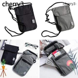 Cherry3 กระเป๋าเอกสาร ไนล่อน อเนกประสงค์ RFID ใส่หนังสือเดินทาง ID กระเป๋าสตางค์ คล้องคอ กันน้ํา ผู้หญิง