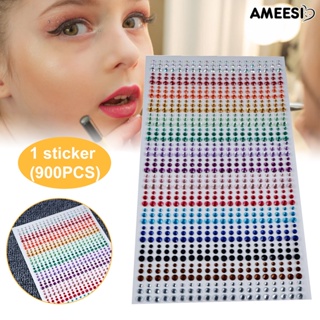 Ameesi สติกเกอร์พลอยเทียม 3D มีกาวในตัว 3 4 5 มม. สําหรับตกแต่งใบหน้า DIY 900 ชิ้น ต่อแผ่น