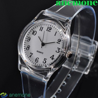 Anemone สายนาฬิกาข้อมือควอตซ์ อะนาล็อก PVC ใส ทรงกลม สําหรับผู้หญิง