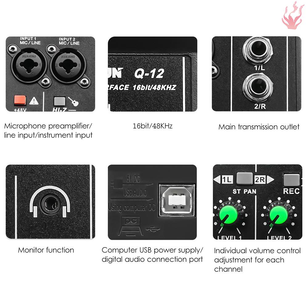 y-audio-การ์ดบันทึกเสียง-16bit-48khz-mini-usb-2-in-amp-2-out-พร้อมสาย-usb-b-48v-สําหรับ-m