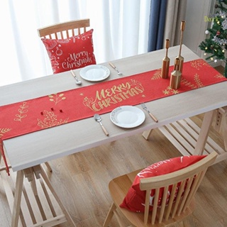 ผ้าปูโต๊ะ ผ้าฝ้าย และผ้าลินิน ลายธงคริสต์มาส หรูหรา สําหรับตกแต่งบ้าน