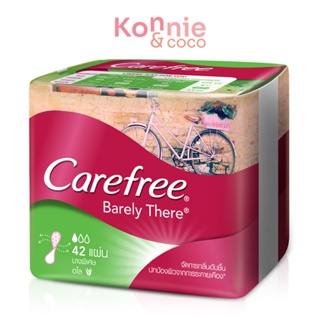 Carefree แผ่นอนามัย Barely There Aloe 42pcs แคร์ฟรี แบร์ลี่ แดร์ อโล แผ่นอนามัย โปร่งสบาย บางเพียง 0.8 มม..