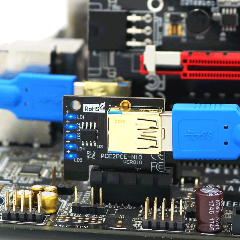 Bt 009S PLUS PCI-E Riser 1X เป็น 16X Extensor PCI E USB3 0 สายเคเบิลไร ...