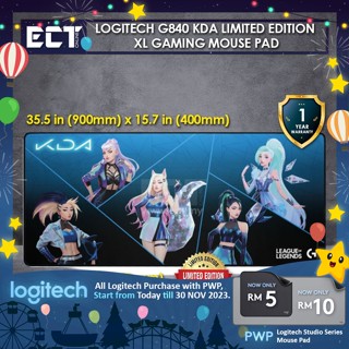 Logitech G840 KDA League of Legends Limited Edition XL แผ่นรองเมาส์เกมมิ่ง พร้อมฐานยาง ขนาด 900 มม. x 400 มม. x 3 มม.