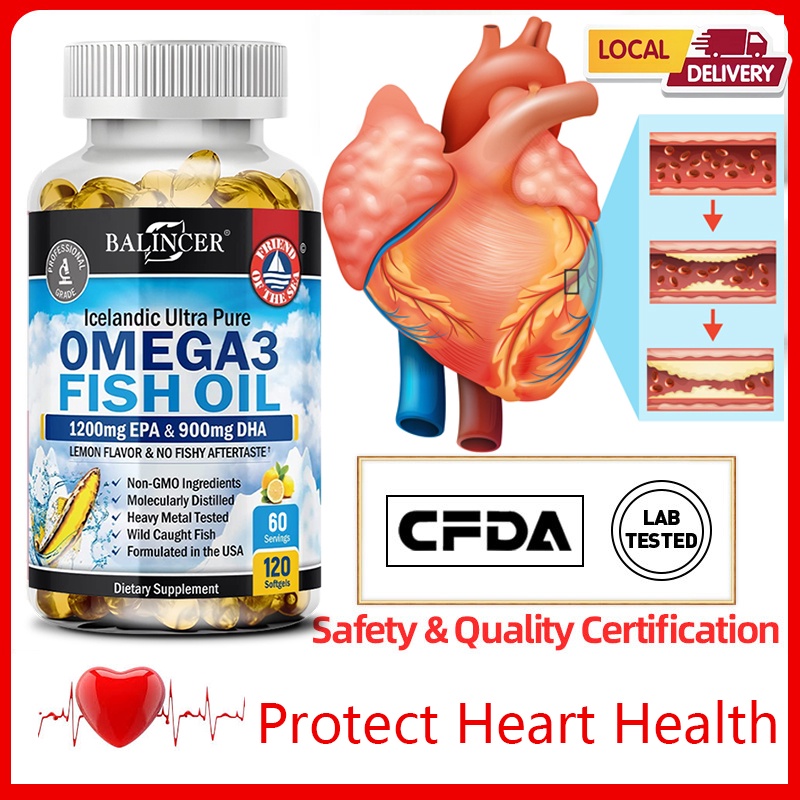 Fish Oil Omega 3 EPA and DHA Promotes Heart Health May Lower