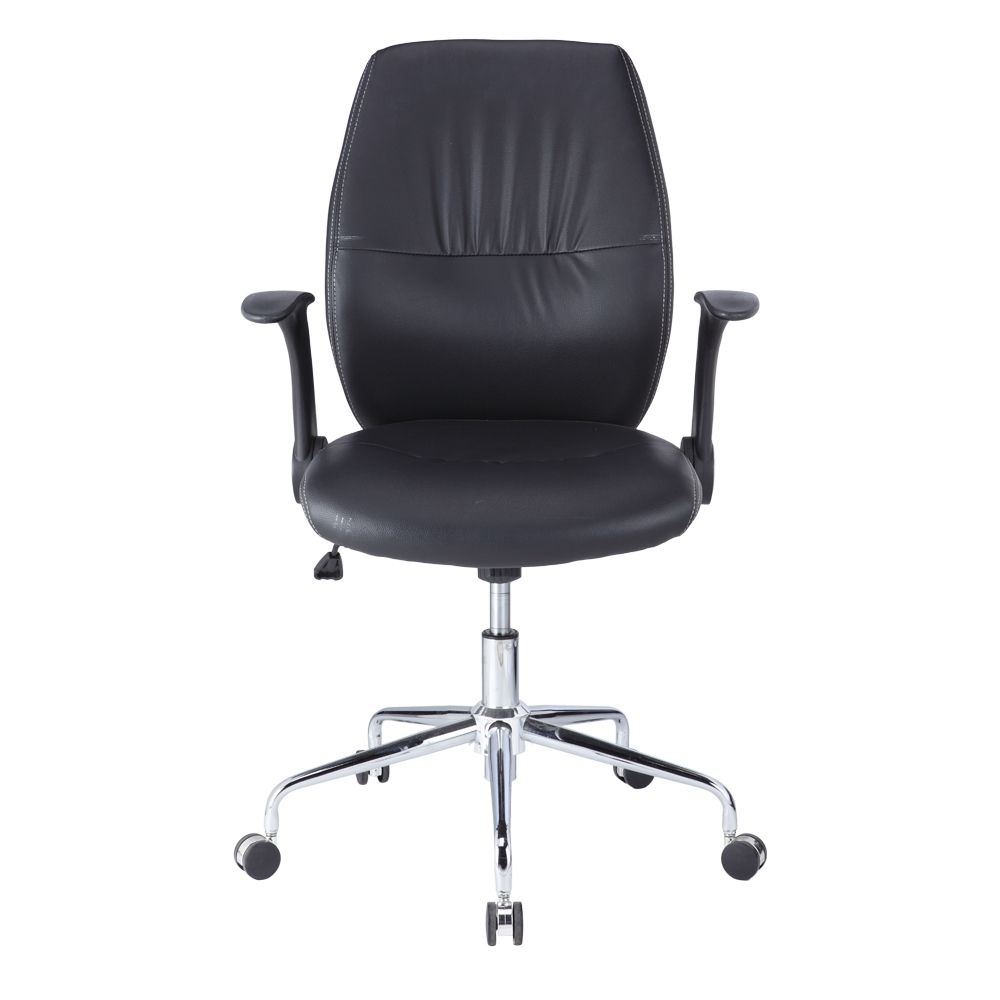 INDEX LIVING MALL เก้าอี้สำนักงานพนักพิงกลาง เก้าอี้นั่งทำงาน เก้าอี้เบาะหนัง รุ่น คูรอท-บี - สีดำ เก้าอี้สีดำ ปรับระดับขึ้นลงด้วย Gas lift รับน้ำหนักได้ 100 กก.