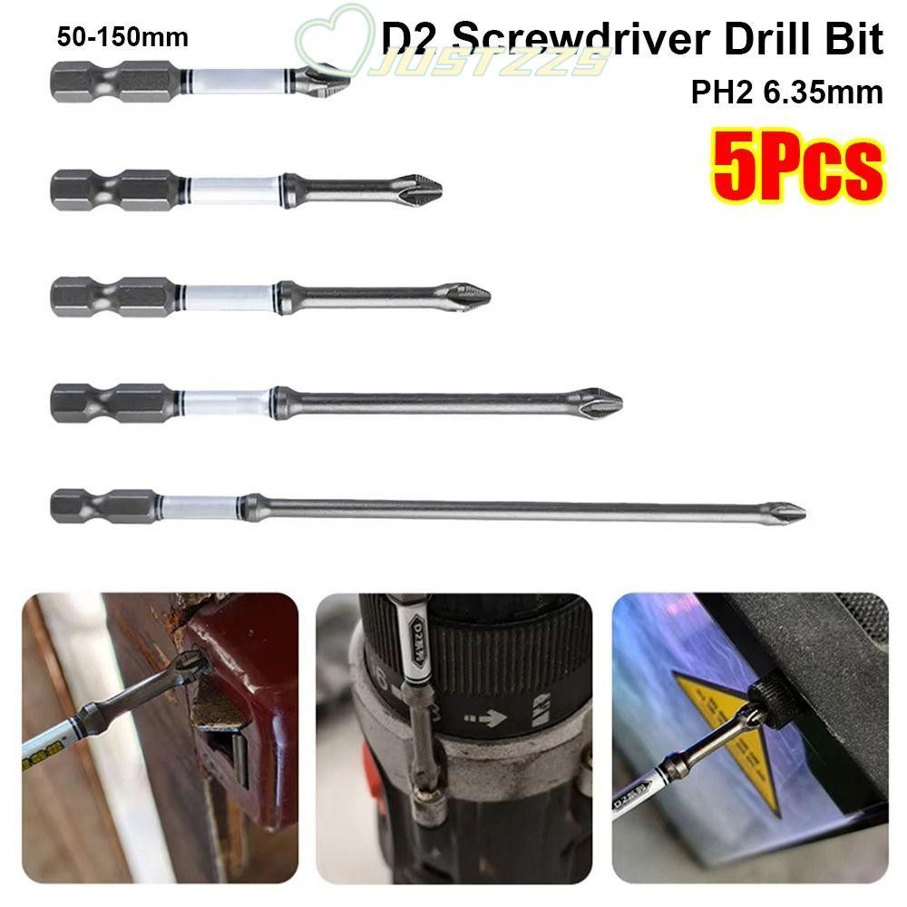 Justzzs 5 ชิ้น/เซ็ต Cross Driver เจาะ Bit, ทนต่อการสึกหรอ PH2 6.35 มม. ...