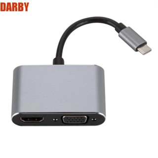 Darby สายเคเบิลแปลง USB C เป็น HDMI VGA 2-in-1 2-in-1 Type C เป็น VGA 4K 30HZ USB C 3.1 สําหรับโทรศัพท์มือถือ แล็ปท็อป