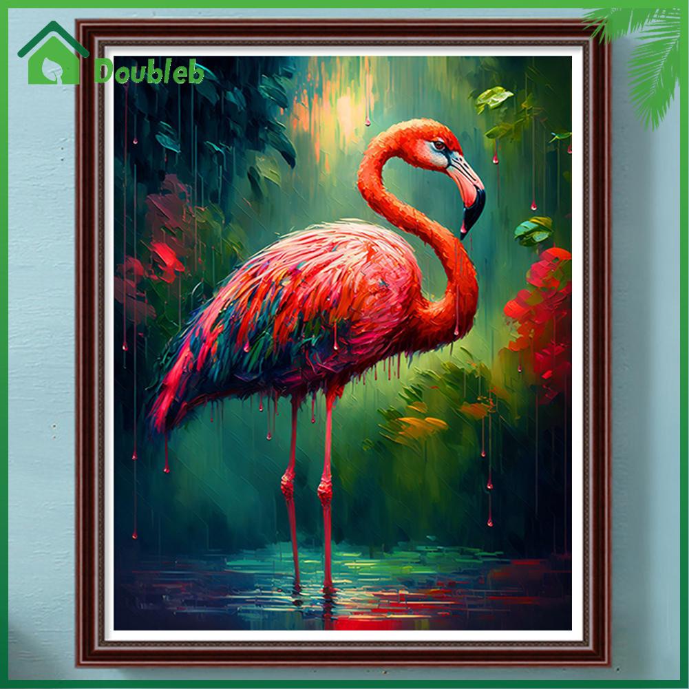 doub-x-ภาพวาดสีน้ํามัน-ตามตัวเลข-รูปนกฟลามิงโก้-ขนาด-40x50-ซม-สําหรับตกแต่งผนังบ้าน-diy