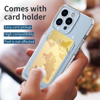 for iPhone 11 Pro XS Max X XR 11Pro 11ProMax XSmax Clear Silicone Card Slot Holder Case Soft TPU Wallet Back Cover Shockproof Transparent Casing Airbag Phone Shell Camera Protection