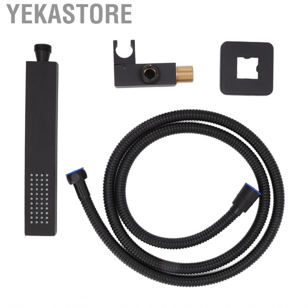 Yekastore Rainfall Overhead Shower Head Clog Wall Mounted System Black