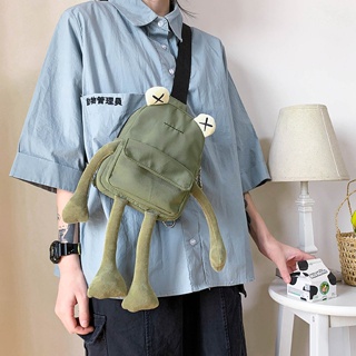 กระเป๋าคาดอก ขนาดใหญ่ จุของได้เยอะ ลายกบน่ารัก สไตล์เกาหลี และญี่ปุ่น สําหรับผู้หญิง มี 2 สี
