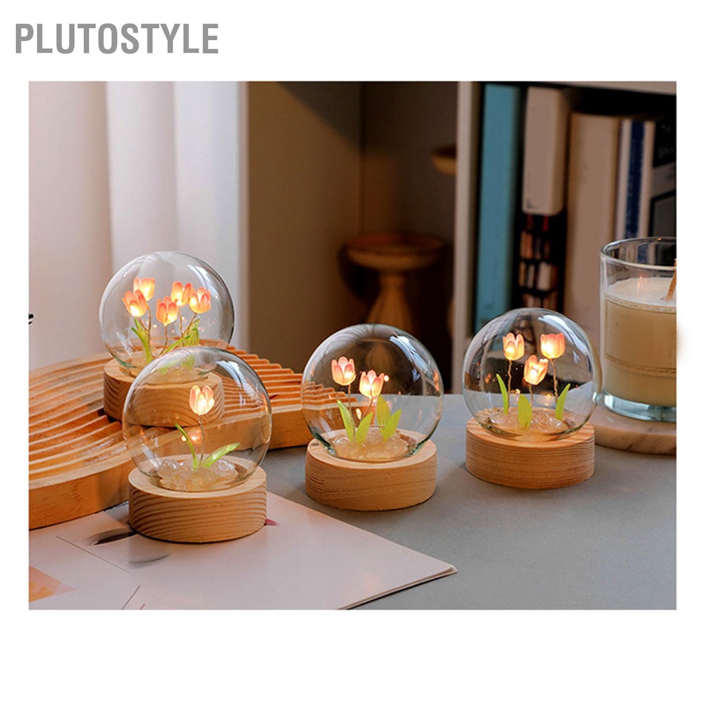 plutostyle-ดอกไม้ไฟกลางคืนโคมไฟกลางคืนทิวลิปตกแต่งบ้านไฟกลางคืนไฟข้างเตียงสำหรับห้องนอนสำนักงาน