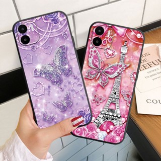 เคสโทรศัพท์มือถือ ซิลิโคนนิ่ม ลายผีเสื้อ ประดับเพชร สําหรับ Xiaomi Redmi A2 A2+ Plus POCO C50 C51