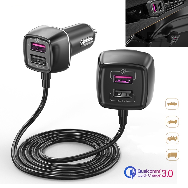 พอร์ตชาร์จ-usb-4-พอร์ต-อเนกประสงค์-แบบชาร์จเร็ว-สําหรับรถยนต์-qc3-0