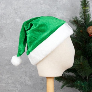 หมวกซานต้าคลอส ผ้ากํามะหยี่ ประดับปอมปอม สีขาว สําหรับเทศกาลคริสต์มาส ปีใหม่