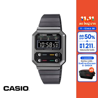 CASIO นาฬิกาข้อมือ CASIO รุ่น A100WEGG-1ADF วัสดุสเตนเลสสตีล สีดำ