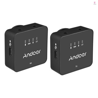 Andoer Wireless Microphone System with Clip On Microphone for Smartphone Camera Camcorder