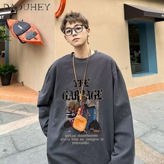 DaDuHey🔥 Spring and Autumn Fashion Loose Spider Print round Neck Long Sleeve Top Mens 2023 Hong Kong Style Fashion Brand Thin All-Matching Sweater