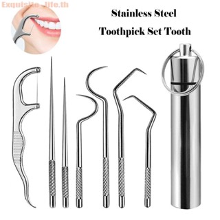 Stainless Steel Toothpick Set Tooth Flossing Reusable Toothpicks Portable Toothpick Floss Teeth Cleaner Oral Cleaning