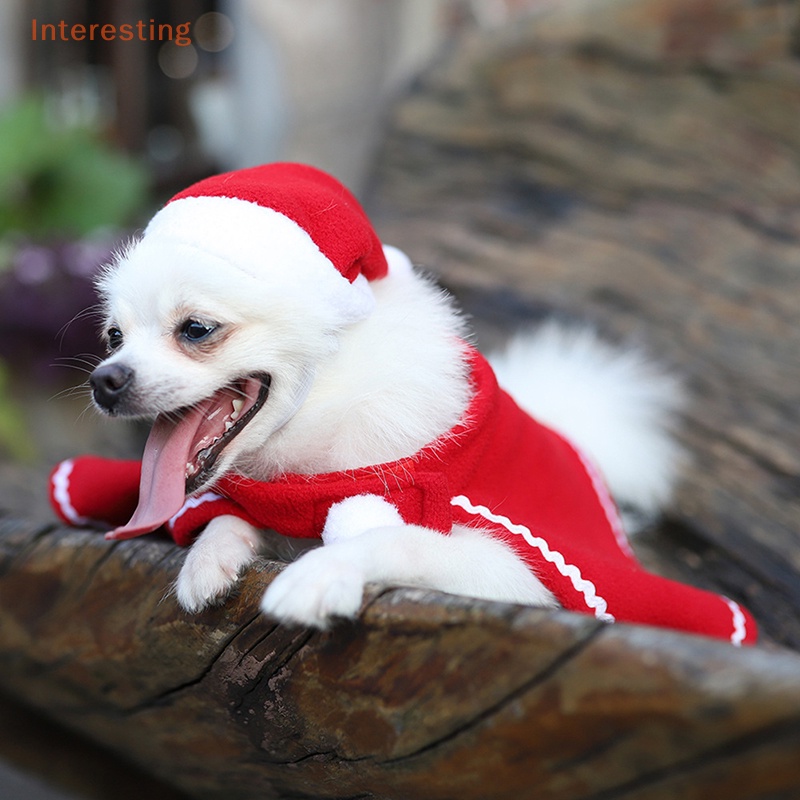 interesting-ชุดเสื้อคลุม-หมวกคริสต์มาส-สําหรับสัตว์เลี้ยง-สุนัข