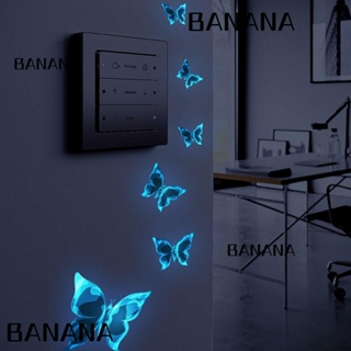 Banana1 สติกเกอร์ติดผนัง ลายผีเสื้อ เรืองแสง สีฟ้า ลอกออกได้ สําหรับตกแต่งห้องน้ํา ห้องนอนเด็กผู้หญิง