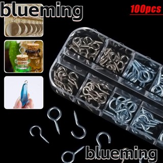 Blueming2 ตะขอเกี่ยวตา สีเงิน หลายขนาด สําหรับทําเครื่องประดับ DIY 100 ชิ้น