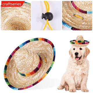 Craftseries หมวกฟางกันแดด ขนาดเล็ก อุปกรณ์เสริม สําหรับสัตว์เลี้ยง สุนัข แมว P4S1