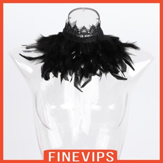 [Finevips] ผ้าคลุมไหล่ ขนนกเทียม สําหรับผู้หญิง ขนนกปลอม โช้กเกอร์ ฮาโลวีน ปาร์ตี้ คอสเพลย์ แม่มด อุปกรณ์เครื่องแต่งกาย