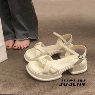 JUSLIN   รองเท้าแตะผู้หญิง ส้นแบน ใส่สบาย สไตล์เกาหลี รองเท้าแฟชั่น 2023 ใหม่  Korean Style Trendy fashion คุณภาพสูง B98G1R0 37Z230910