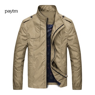 Paytm เสื้อแจ็กเก็ต มีซิป น้ําหนักเบา เหมาะกับฤดูใบไม้ผลิ และฤดูใบไม้ร่วง สําหรับผู้ชาย