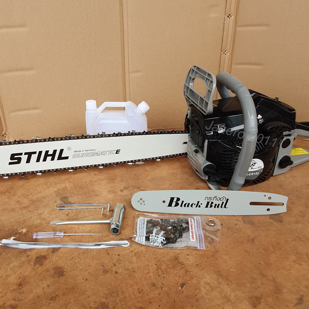 เลื่อยยนต์-เครื่องตัดไม้-black-bull-กระทิงดำ-พร้อมบาร์โซ่-stihl-22-นิ้ว-แท้