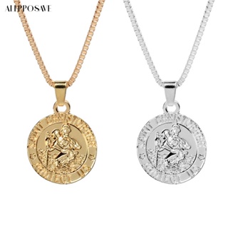 𝒂𝒍𝒆𝒑🌷สร้อยคอ จี้เครื่องราง พิมพ์ลายตัวอักษร Saint Christopher สําหรับผู้หญิง และผู้ชาย