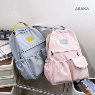 Asaka กระเป๋าเป้สะพายหลัง กระเป๋านักเรียน มีซิป ขนาดใหญ่ จุของได้เยอะ แบบเรียบง่าย สําหรับนักเรียน