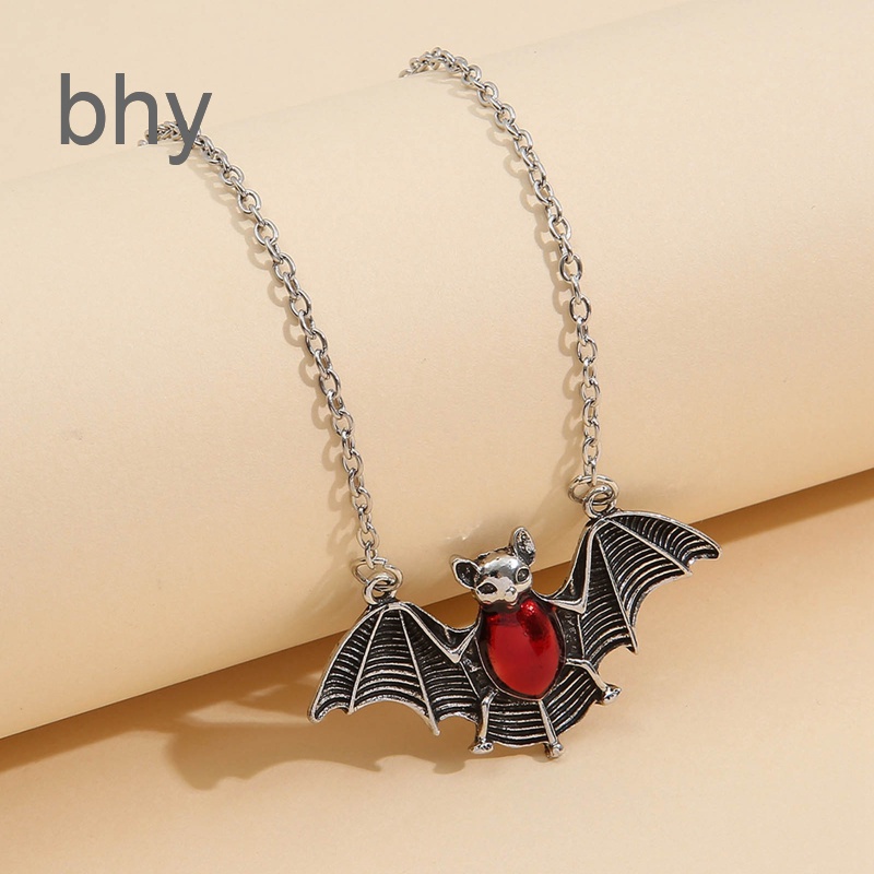 bhy021-ฮาโลวีน-วินเทจ-ทับทิม-จี้-แวมไพร์-สีแดง-ค้างคาว-สร้อยคอ