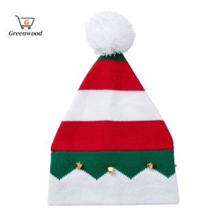 Gre หมวกบีนนี่ถักโครเชต์ ลายซานต้า สีแดง สีเขียว พร้อมกระดิ่ง สําหรับแม่ และลูก เหมาะกับเทศกาลคริสต์มาส