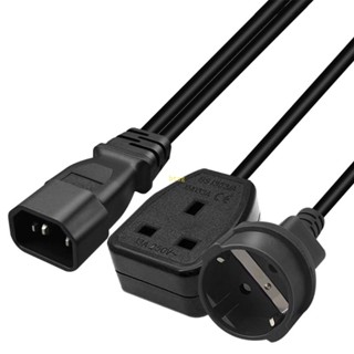 Bt Y-splitter สายไฟ C14 to UK+EU4 8 มม. อะแดปเตอร์เชื่อมต่อสายไฟ