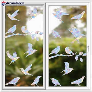 Dreamforest สติกเกอร์ ลายนก สีรุ้ง ป้องกันไฟฟ้าสถิตย์ สําหรับติดตกแต่งกระจก หน้าต่างบ้าน ห้องนอน สํานักงาน DIY 1 ชุด N2V2