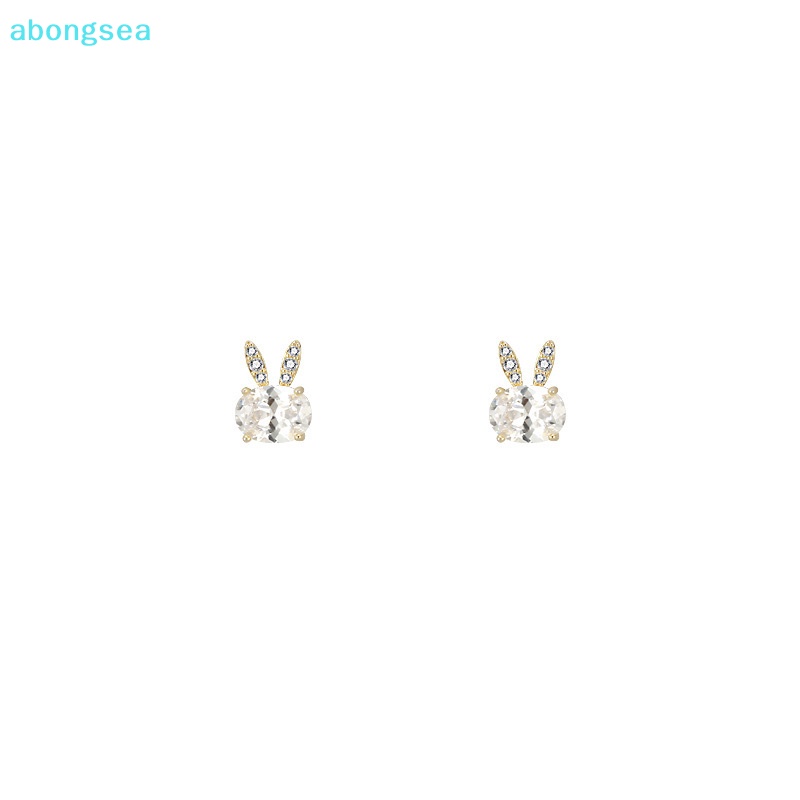 abongsea-ต่างหูสตั๊ด-รูปกระต่าย-ประดับเพชร-เพทาย-คริสตัล-เรียบง่าย-ของขวัญ-สําหรับผู้หญิง-1-คู่